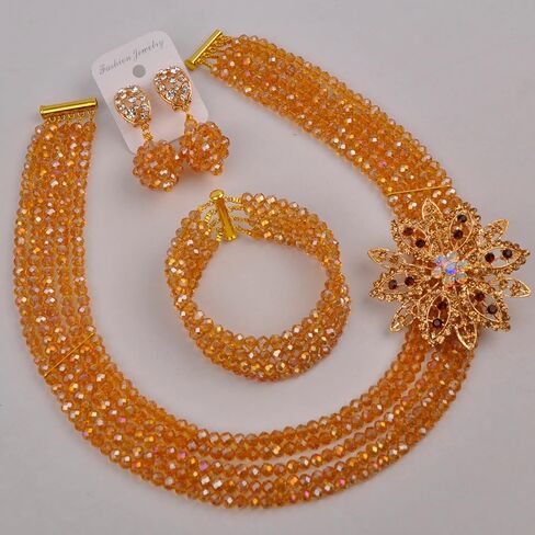 مجموعة مجوهرات حبات أفريقية كلاسيكية مجموعة مجوهرات العروسة الزفاف النيجيرية in Kuwait