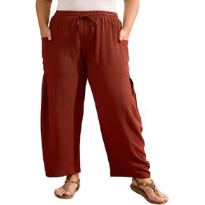 زائد سراويل الحجم للنساء بالازو حريم السراويل السراويل سراويل الصيف في الكاحل الشاطئ مع جيوب in Kuwait