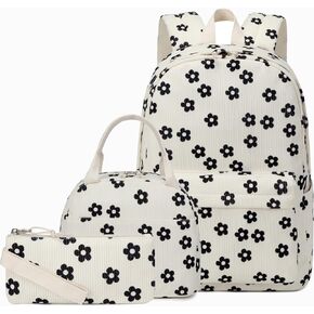 School Backpack for Girls Cherry Bookbag with Lunch Box Set Age 8-14 Teens Backpack Elementary Middle School Corduroy Coquette Mochilas Para Niñas (Cherry Beige) in Saudi Arabia