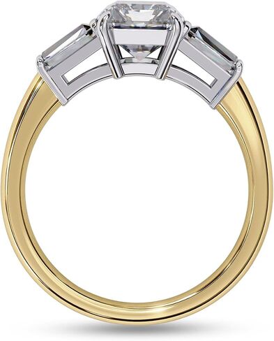 Three Stone Engagement Ring for Women, Center 8.5x6.5mm Radiant Cut Lab Created Moissanite Promise Ring in 10K / 14K Solid Gold or 925 Sterling Silver Jewelry Gift for Her in Saudi Arabia