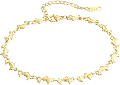 مجموعة خلخال مقاس 8.2"+2" سوار كاحل من الفولاذ المقاوم للصدأ قابل للتعديل للنساء هدية مجوهرات دولفين in Kuwait