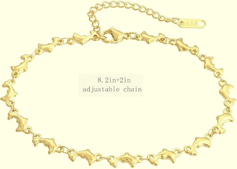 مجموعة خلخال مقاس 8.2"+2" سوار كاحل من الفولاذ المقاوم للصدأ قابل للتعديل للنساء هدية مجوهرات دولفين in Kuwait