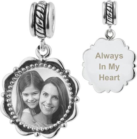 Personalized Photo Message Engraving Custom Dangle Flower Frame Bead F/European Charm Bracelet in Saudi Arabia