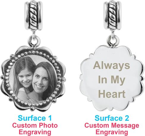 Personalized Photo Message Engraving Custom Dangle Flower Frame Bead F/European Charm Bracelet in Saudi Arabia