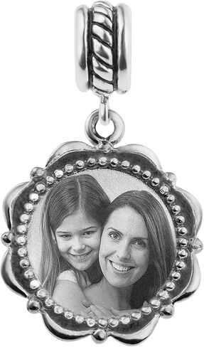 Personalized Photo Message Engraving Custom Dangle Flower Frame Bead F/European Charm Bracelet in Saudi Arabia