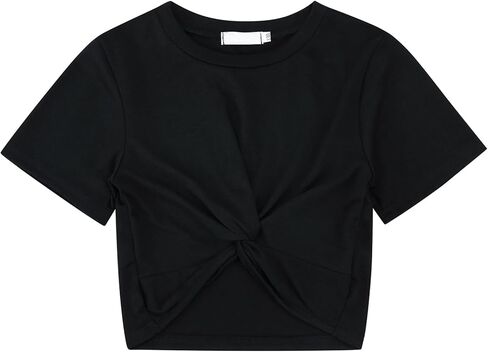 Girls Clothing Sets Short Sleeve Twist T-Shirt Top and Tie Front Shorts Set Summer 2 Piece Outfit 3-12Y in Kuwait