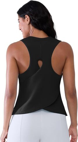 Quick Dry High Neck Workout Tank Tops for Women Athletic Racerback Sleeveless Gym Running Tennis Shirt Loose Fit in Kuwait