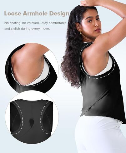 Quick Dry High Neck Workout Tank Tops for Women Athletic Racerback Sleeveless Gym Running Tennis Shirt Loose Fit in Kuwait