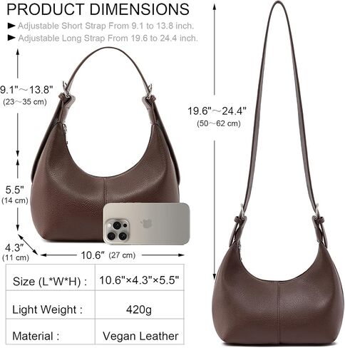 NIUEIMEE ZHOU Hobo Bags for Women Soft Vegan Leather Crescent Shoulder Handbag Slouchy Tote Crossbody Purses in Kuwait