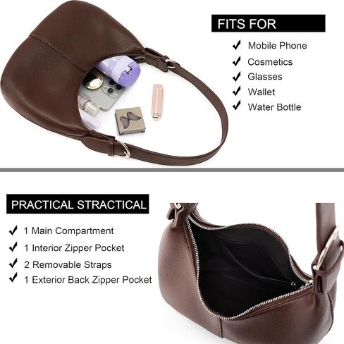 NIUEIMEE ZHOU Hobo Bags for Women Soft Vegan Leather Crescent Shoulder Handbag Slouchy Tote Crossbody Purses in Kuwait