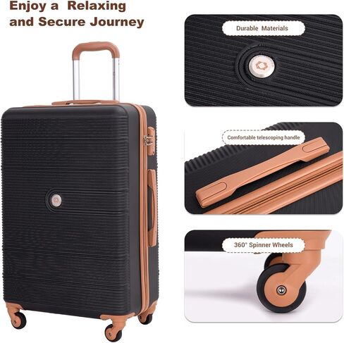 Travelhouse 4 Piece Luggage Sets with Spinner Wheels, Hardshell ABS 6 peice Suitcase Set with Tsa Lock, Lightweight Hardside Travel Suitcases with Waterproof Duffle Bag for Men Women (BLACK) in Saudi Arabia
