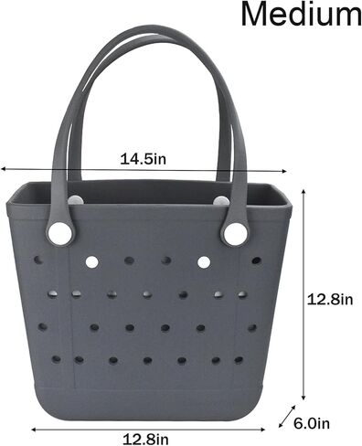 Medium Beach Bag, Waterproof Rubber Beach Bag, Washable Open Tote Bag Durable Tote Travel Bags for Outdoor Sport in Saudi Arabia