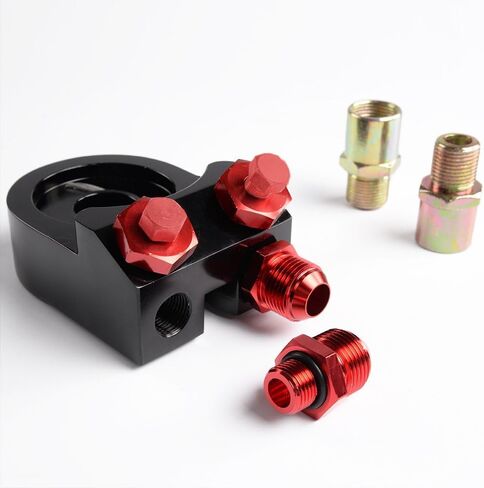 G-PLUS Universal 10 Row 10AN Engine Transmition Oil Cooler Kit & Oil Filter Relocation Kit Aluminum in Saudi Arabia