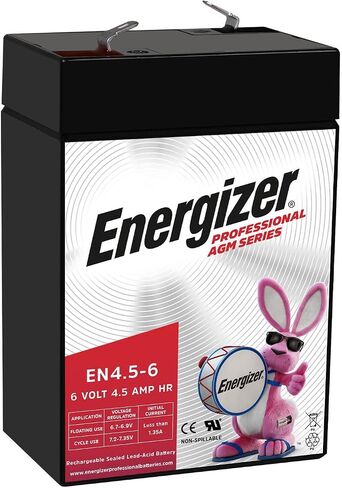 Energizer EN4.5-6 ، 6 فولت 4.5 أمبير HR ، بطارية AGM الحمض الطويلة التي تدوم طويلًا مثاليًا للاستخدام في ركوب الأطفال ، وإضاءة الطوارئ ، وطاقة النسخ الاحتياطي ، والمزيد in Saudi Arabia