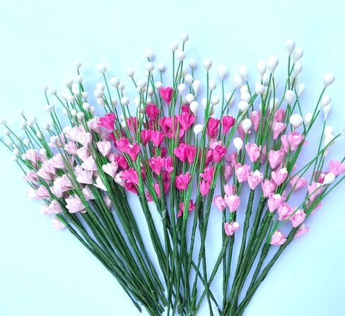 25 White Tiny Daisy Bouquet Paper Flower Mulberry for Artificial Craft Scrapbook Tiny Bouquet Accessory DIY, White Color, Size 1.5 cm. (White) in Kuwait