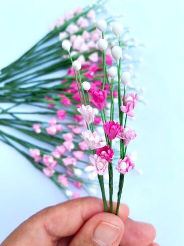 25 White Tiny Daisy Bouquet Paper Flower Mulberry for Artificial Craft Scrapbook Tiny Bouquet Accessory DIY, White Color, Size 1.5 cm. (White) in Kuwait