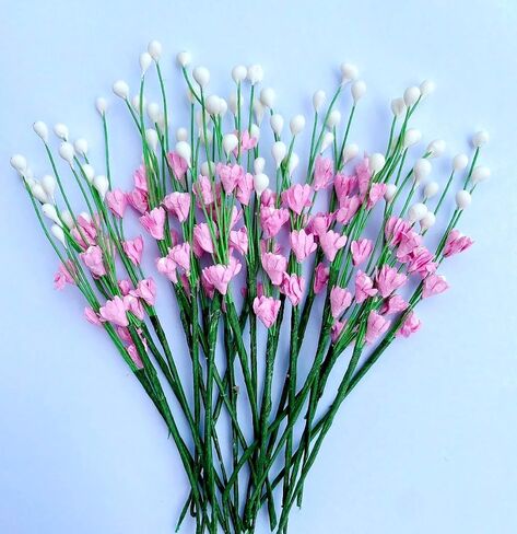 25 White Tiny Daisy Bouquet Paper Flower Mulberry for Artificial Craft Scrapbook Tiny Bouquet Accessory DIY, White Color, Size 1.5 cm. (White) in Kuwait