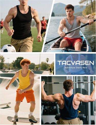 TACVASEN MEN'S Y-BACK FIT TANK TOPS TOPS UPF أكثر من 50+ قمصان أكمام عضلية صالة ألعاب رياضية تعمل in Saudi Arabia
