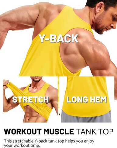TACVASEN MEN'S Y-BACK FIT TANK TOPS TOPS UPF أكثر من 50+ قمصان أكمام عضلية صالة ألعاب رياضية تعمل in Kuwait