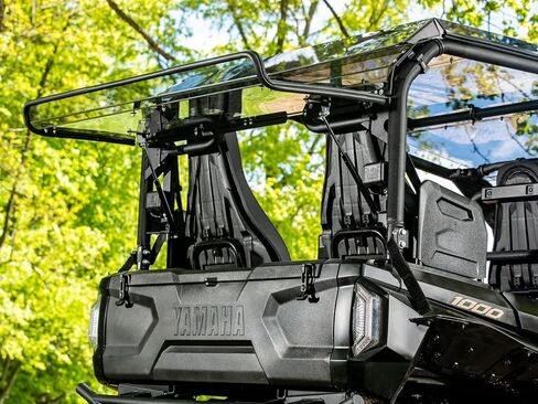 SuperATV 1/4" Lightly Tinted Polycarbonate Rear Flip Windshield for 2021+ Yamaha Wolverine RMAX 4, 250x Stronger Than Glass, Prevents Suction, Pre-Assembled, USA Made in Saudi Arabia