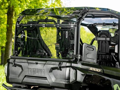 SuperATV 1/4" Lightly Tinted Polycarbonate Rear Flip Windshield for 2021+ Yamaha Wolverine RMAX 4, 250x Stronger Than Glass, Prevents Suction, Pre-Assembled, USA Made in Saudi Arabia