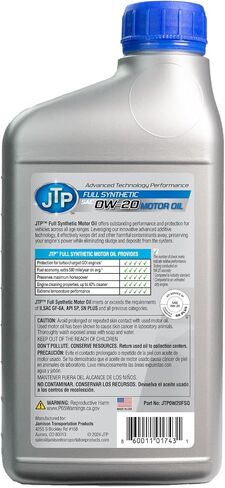JTP 0W-20 Full Synthetic Motor Oil Advanced Formulation 1 Quart in Saudi Arabia