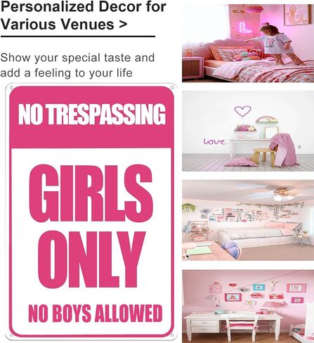 هدايا Girls Funny فقط تسجيل لا تتعدى أي أولاد مسموح به لعلامة الصفيح لغرفة غرفة نوم ديكور جدار النوم 8 × 12 بوصة (3010) in Kuwait
