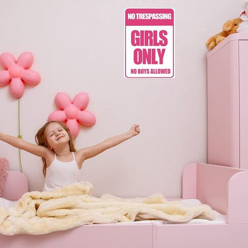 هدايا Girls Funny فقط تسجيل لا تتعدى أي أولاد مسموح به لعلامة الصفيح لغرفة غرفة نوم ديكور جدار النوم 8 × 12 بوصة (3010) in Kuwait