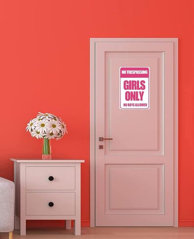 هدايا Girls Funny فقط تسجيل لا تتعدى أي أولاد مسموح به لعلامة الصفيح لغرفة غرفة نوم ديكور جدار النوم 8 × 12 بوصة (3010) in Kuwait