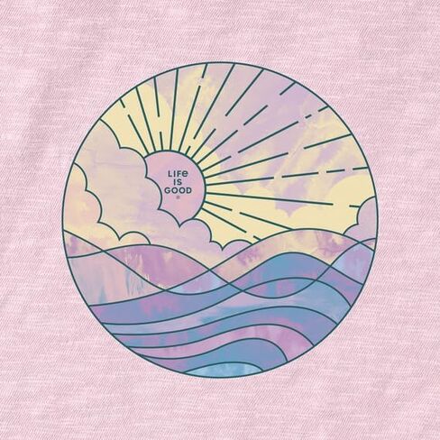 Life is Good. Women's Ocean Watercolor Textured Slub Tank, Seashell Pink, X-Large in Saudi Arabia