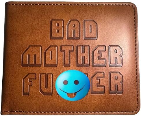 Embroidered Bad Mother fker Leather Wallet bad mother f ker wallet leather(brown) in Saudi Arabia