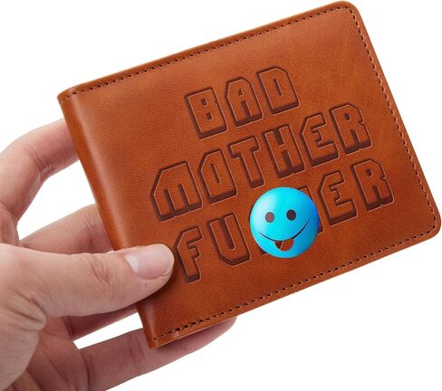 Embroidered Bad Mother fker Leather Wallet bad mother f ker wallet leather(brown) in Saudi Arabia