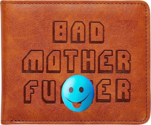 Embroidered Bad Mother fker Leather Wallet bad mother f ker wallet leather(brown) in Saudi Arabia