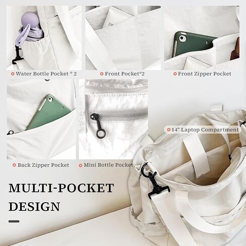 حقائب حمل Crossbody للنساء حقيبة القماش الخشن مع حقيبة الظهر الصالة الرياضية على الكمبيوتر المحمول حمل حقائب اليد للمشي لمسافات طويلة شاطئ العمل غير الرسمي للتسوق in Kuwait