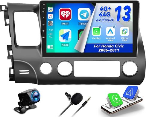 Android 13 Car Stereo Radio for Honda Civic 2006-2011，Android Car Radio with CarPlay Android Auto,10.1" Touch Screen Car Radio Support Bluetooth,GPS,HiFi,FM&AM,RDS,DSP,SWC + AHD Backup Camera in Saudi Arabia