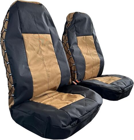 Tan Seat Covers for Cars Trucks SUV, Universal Canvas Tactical Multi-Pockets Organizers Rain Defender, Waterproof Seat Protectors Front Set (Tan) in Saudi Arabia