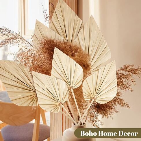 Cenkaiyang 20 Pcs Boho Dried Palm Spears Leaves, Real Palm Fans with Stem, Boho Home Decor for Vase, Wedding, Office, Home (20 Pieces) in Saudi Arabia