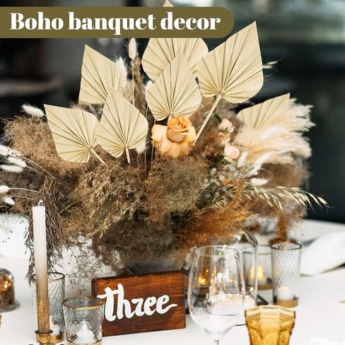 Cenkaiyang 20 Pcs Boho Dried Palm Spears Leaves, Real Palm Fans with Stem, Boho Home Decor for Vase, Wedding, Office, Home (20 Pieces) in Saudi Arabia