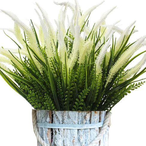 12 Bundles Artificial Greenery Plants Outdoor Fake Grass Shrubs UV Resistant Artificial Flowers Faux Plastic Plant for Farmhouse Garden Porch Patio Indoor Wedding Decoration (1#Green) in Saudi Arabia