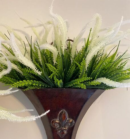 12 Bundles Artificial Greenery Plants Outdoor Fake Grass Shrubs UV Resistant Artificial Flowers Faux Plastic Plant for Farmhouse Garden Porch Patio Indoor Wedding Decoration (1#Green) in Saudi Arabia