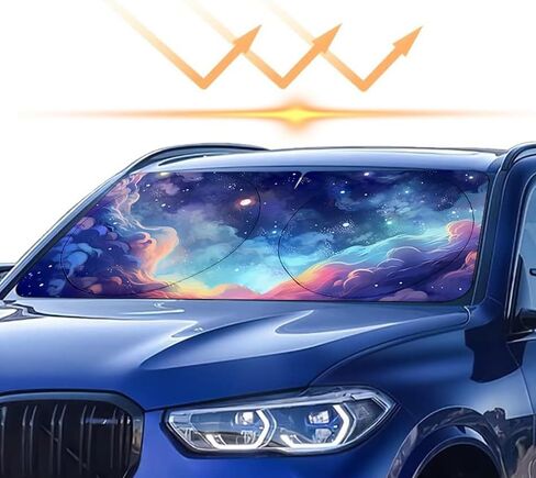 Car Sun Shade for Pink Bow ، Universal Fit Gindshield Sunshade للسيارات ، سيارات الدفع الرباعي ، حماية الأشعة فوق البنفسجية ودرع الشمس القابلة للطي مقاومة للحرارة ، إكسسوارات الصيف Girls Girls 59 "x27.5" in Kuwait