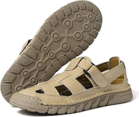 Men Closed Toe Casual Sandals - Lightweight Leather Sandals Breathable Walking Shoes For Daily or Outdoor Travel in Saudi Arabia