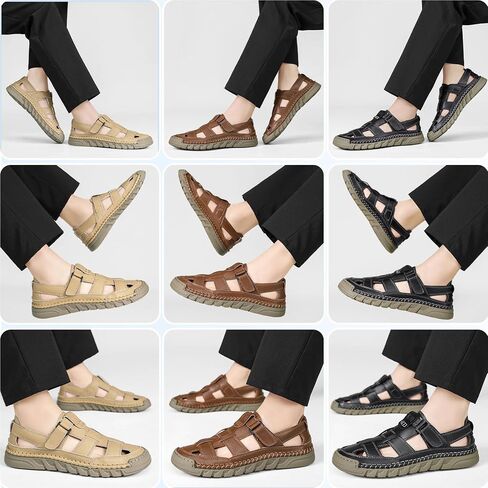 Men Closed Toe Casual Sandals - Lightweight Leather Sandals Breathable Walking Shoes For Daily or Outdoor Travel in Saudi Arabia