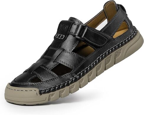 Men Closed Toe Casual Sandals - Lightweight Leather Sandals Breathable Walking Shoes For Daily or Outdoor Travel in Saudi Arabia