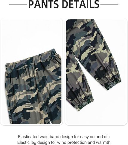 أطقم ملابس الفتيات تي شيرت بأكمام طويلة ورباط مضلع ومكشكش ورقبة دائرية وبنطلون مطبوع عليه صورة مموهة ملابس الفتيات in Kuwait