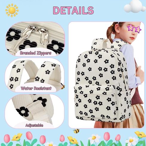 School Backpack for Girls Cherry Bookbag with Lunch Box Set Age 8-14 Teens Backpack Elementary Middle School Corduroy Coquette Mochilas Para Niñas (Cherry Beige) in Kuwait
