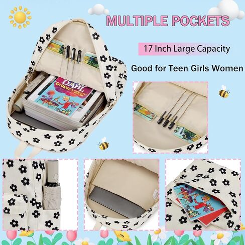 School Backpack for Girls Cherry Bookbag with Lunch Box Set Age 8-14 Teens Backpack Elementary Middle School Corduroy Coquette Mochilas Para Niñas (Cherry Beige) in Kuwait