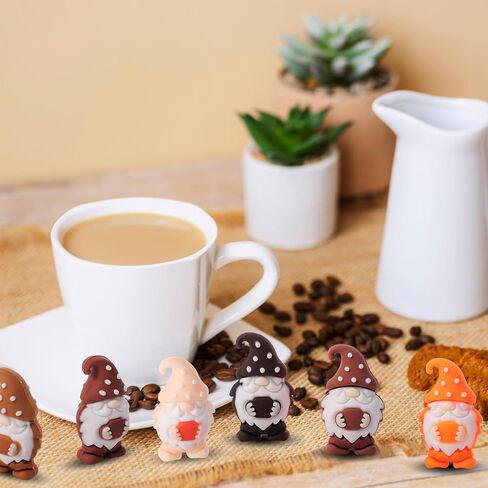 50 Pcs Coffee Mini Gnomes Figures Small Figurines Fairy Tiny Gnomes Miniature Coffee Bar Statues Decorations Hide and See Gifts for Plant Patio Table Shelf Party Favors Accessories in Kuwait