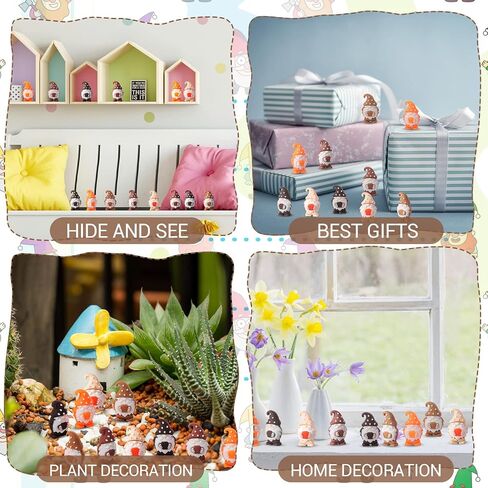 50 Pcs Coffee Mini Gnomes Figures Small Figurines Fairy Tiny Gnomes Miniature Coffee Bar Statues Decorations Hide and See Gifts for Plant Patio Table Shelf Party Favors Accessories in Kuwait