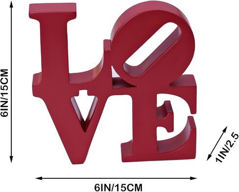 GLOBOTECH Love Word Art Resin Tabletop Décor, Red Contemporary Romantic Gift, Freestanding Home Decoration in Saudi Arabia